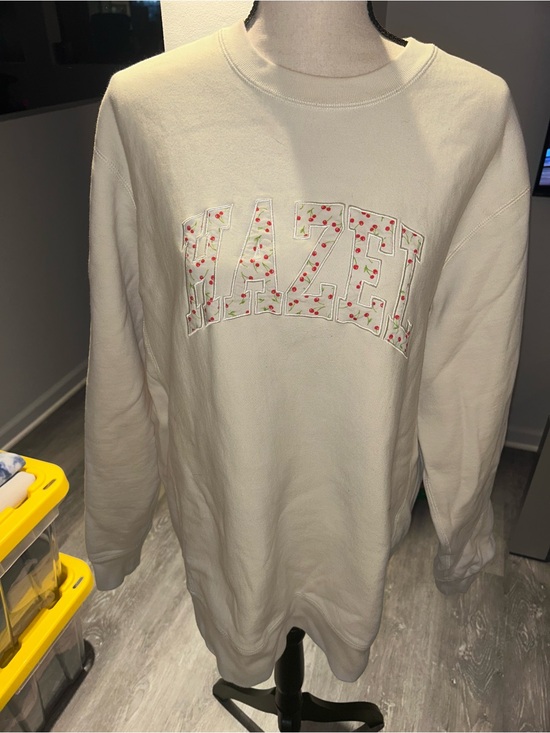 Hazel Boutique Tops - Hazel Cream Crewneck Sweatshirt with Cherry Logo